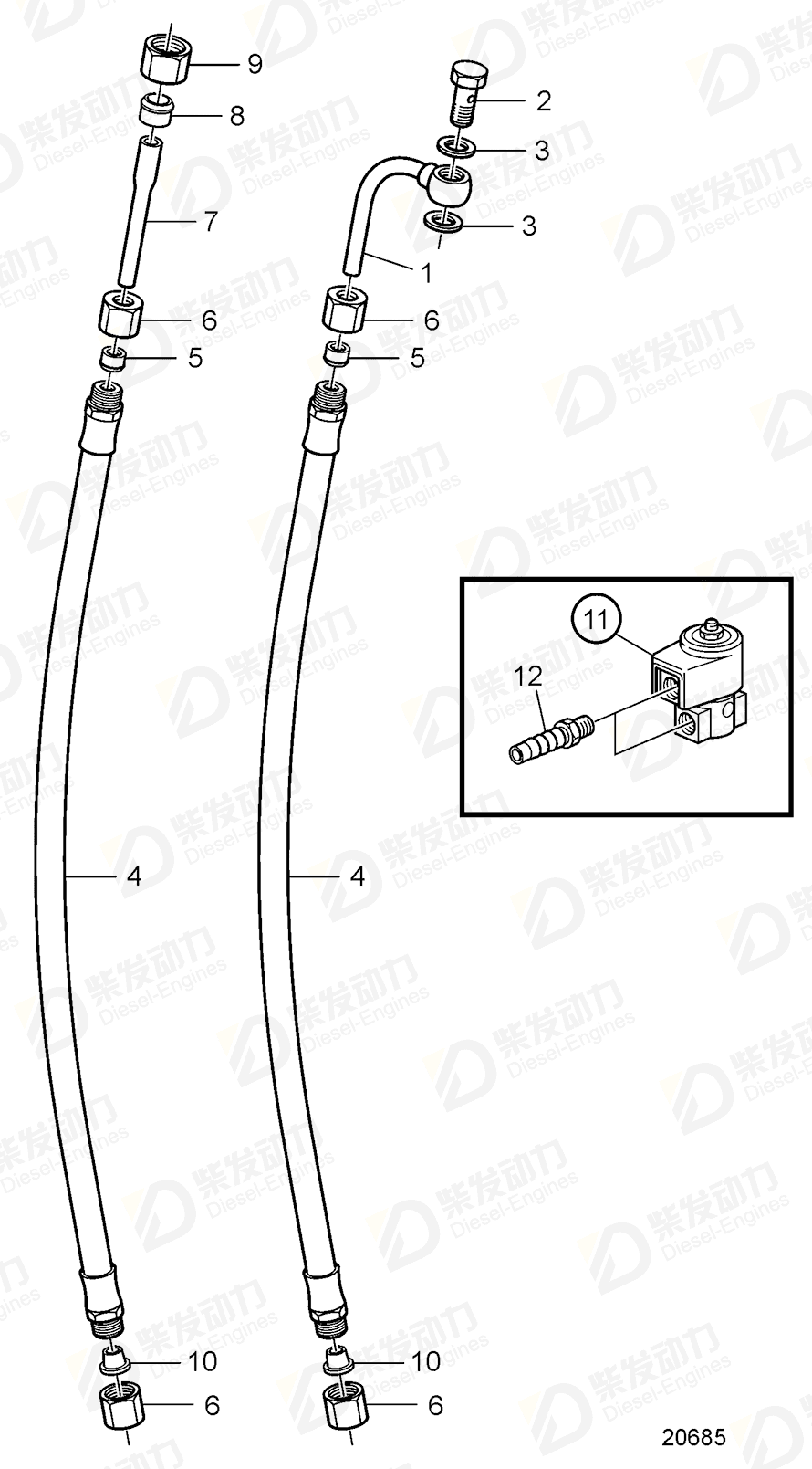 VOLVO Fuel pipe 3586369 Drawing